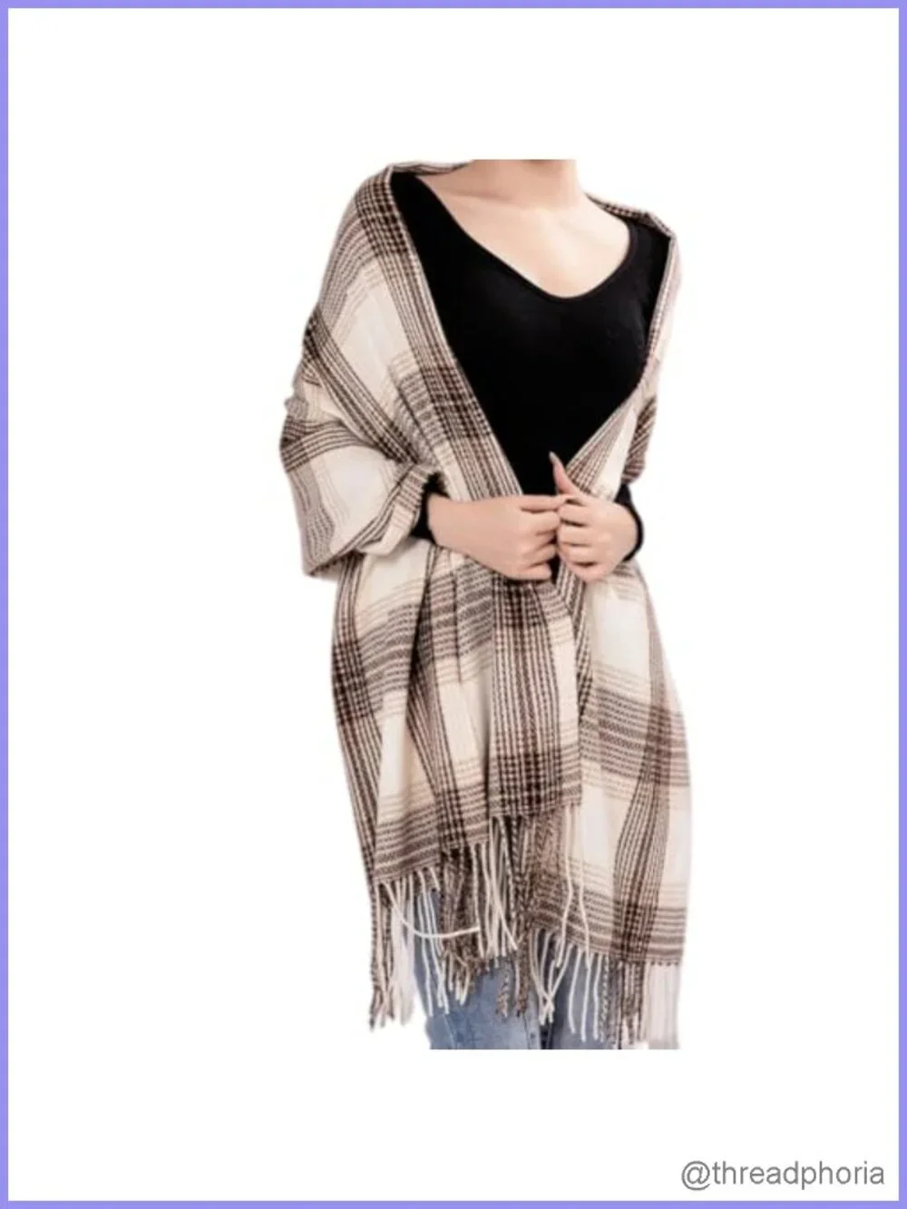 Women's Large Plaid Winter Scarf Wrap Shawl 100% Polyester Warm Blanket Scarf